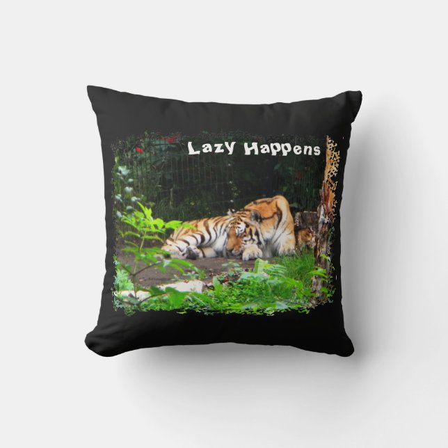 Coussin Lazy arrive le tigre de Sibérie (Recto)