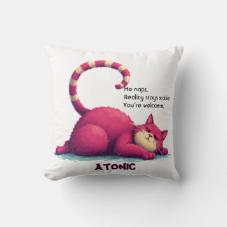 Coussin Lazy Cat Throw Pillow – Atonic: I Nap. You Exist