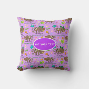 Coussin Lazy Sloth Violet Orchid Purple Polka Dot Fleurs