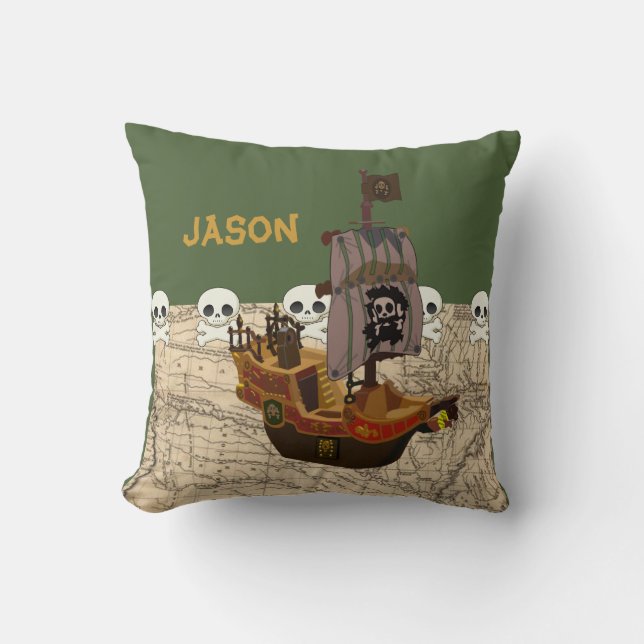 Coussin Le bateau de pirate de bande dessinée (Recto)