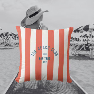 Coussin Le Beach Club Crest Orange Red Cabana Stripe