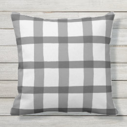 Coussin Le blanc et le gris plaid En vichy rustique