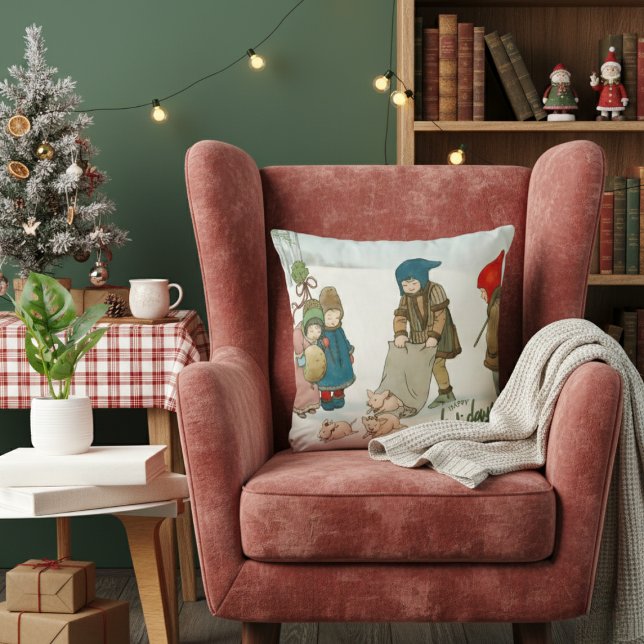 Coussin Le Bonheur de l'hiver, Vintage (Créateur téléchargé)