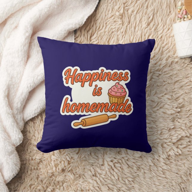 Coussin Le bonheur est un Autocollant fait maison (Couverture)