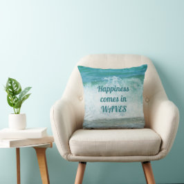 Coussin Le bonheur vient en mer des vagues le jour