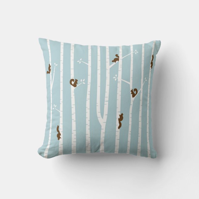 Coussin Le brun accumule des arbres de bouleau d'escalade (Recto)