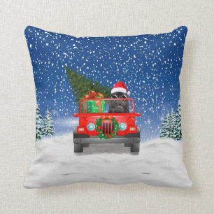 Coussin Le Bulldog français avec des cadeaux de Noël