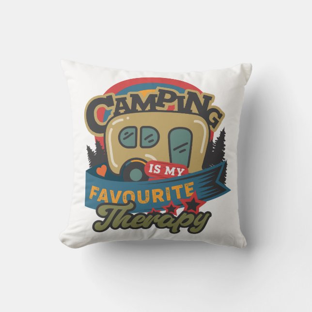 Coussin Le Camping Est Ma Thérapie Préférée (Recto)