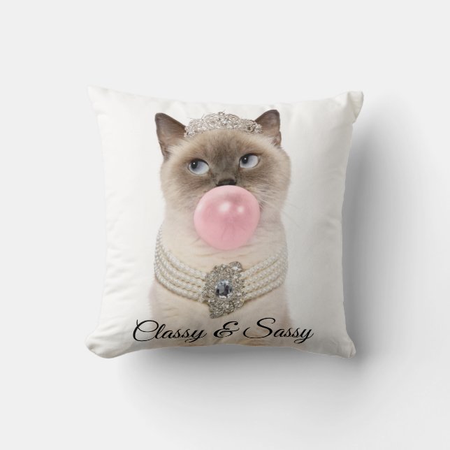 Coussin Le Chat de la princesse soufflant de la bulle (Recto)