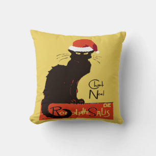 Coussin Le Chat Noel découpage de Noël parodique en détres