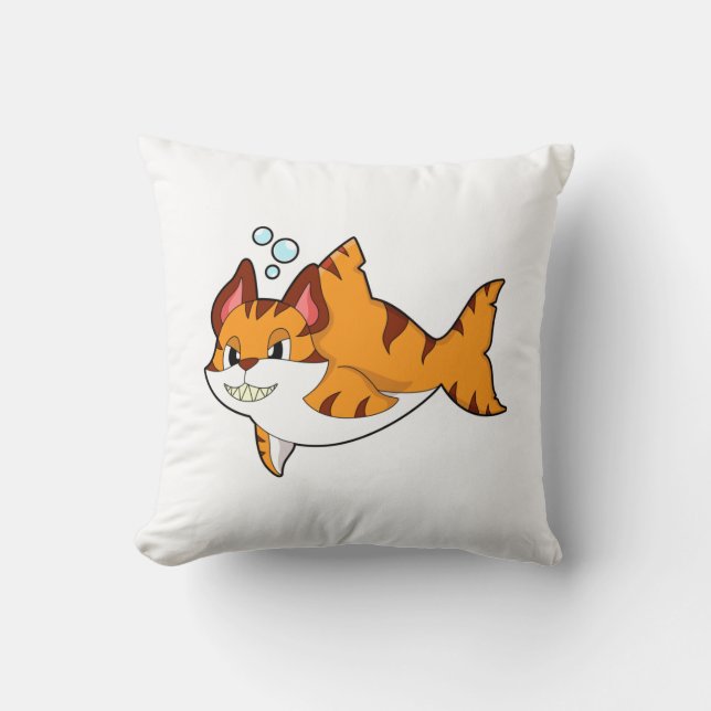 Coussin Le chat tigre comme requin dans l'eau.PNG (Recto)
