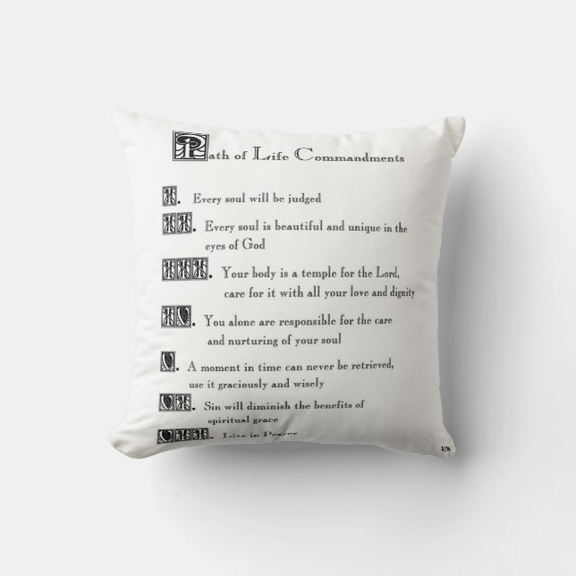 Coussin Le chemin de vie des commandements (Recto)