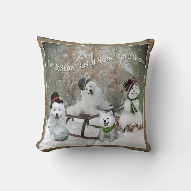 Coussin Le chien esquimau américain l'a laissé neiger (Recto)