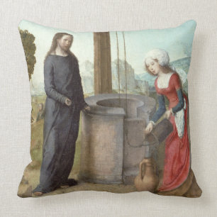 Coussin Le Christ et la femme de Samaria, c.1500 (huile