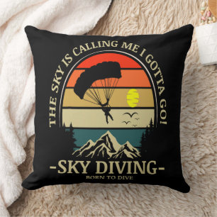 Coussin Le ciel m'appelle, je dois aller faire du parachut