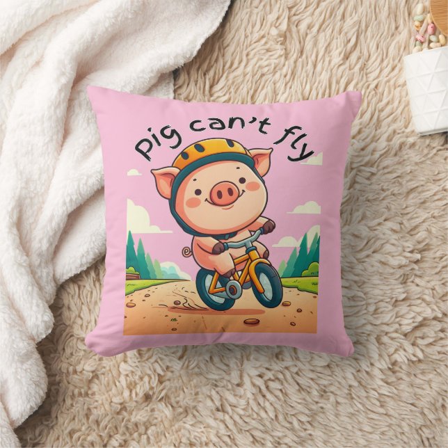 Coussin Le cochon ne peut pas voler. G rose (Couverture)