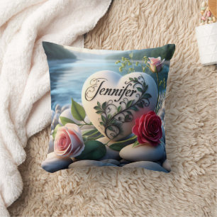 Coussin Le coeur de Jennifer au bord de la rivière