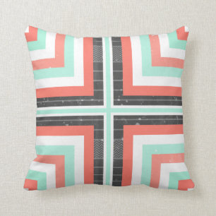 Coussin Le corail géométrique et le vert en bon état on
