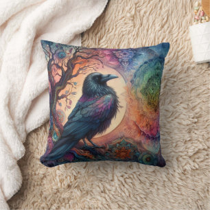 Coussin Le Corbeau de la vie Mandala Pagan