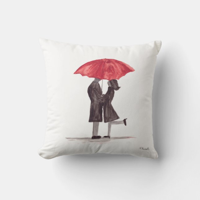 Coussin Le couple romantique de Saint Valentin avec parapl (Recto)