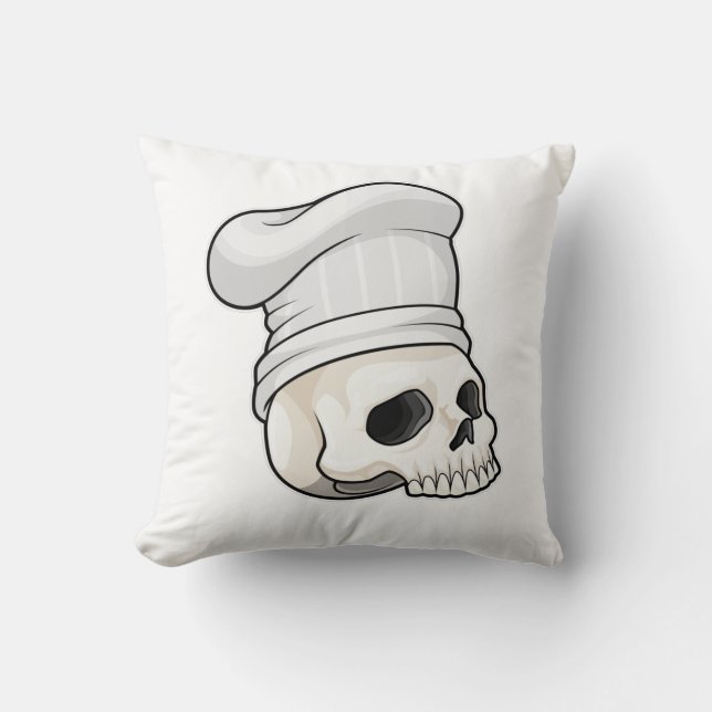 Coussin Le crâne cuisiné avec le casquette chef (Recto)