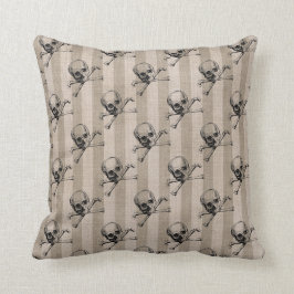 Coussin Le crâne et les os croisés sur Tan