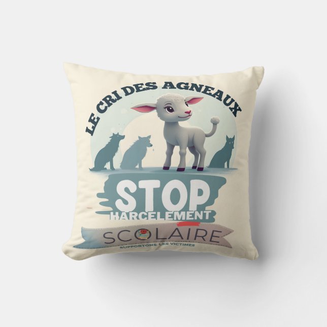 Coussin Le Cri des Agneaux : stop harcèlement scolaire (Recto)