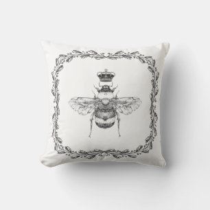 Coussin Le cru gris élégant gaffent l'abeille et le cadr