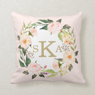 Coussin Le cru rougissent coutume florale de guirlande de