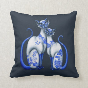 Coussin Le DOUBLE A DÉGROSSI les chats siamois ET le hibo