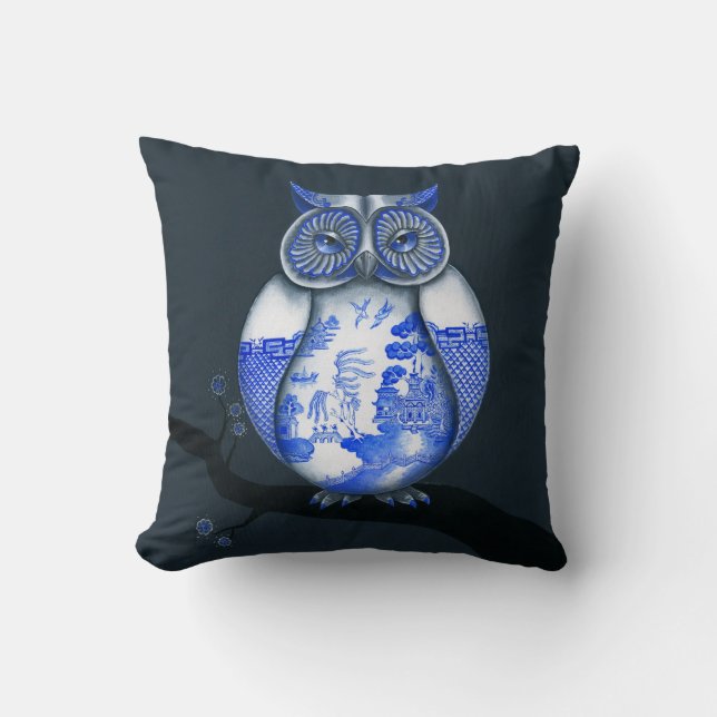 Coussin Le DOUBLE A DÉGROSSI les chats siamois ET le hibou (Recto)