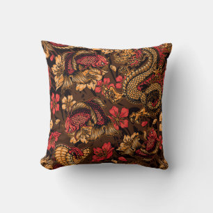 Coussin Le dragon japonais koi motif.