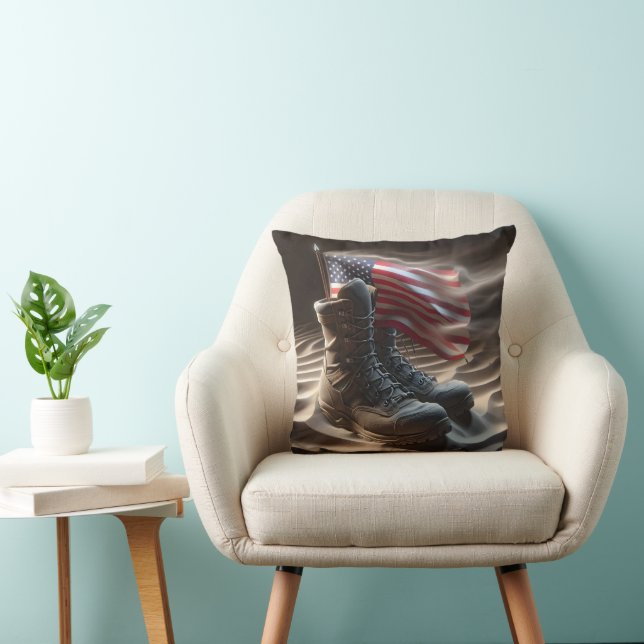 Coussin Le Drapeau Américain Des Bottes Militaires (Chaise)