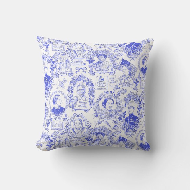 Coussin Le féministe historique fraye un chemin Toile bleu (Recto)