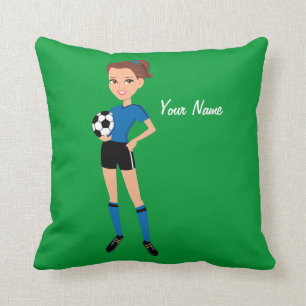 Coussin Le footballeur de la fille personnalisé