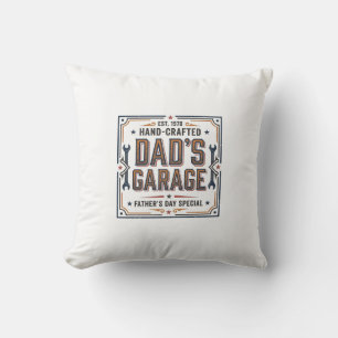 Coussin Le garage de papa fête des pères vintage
