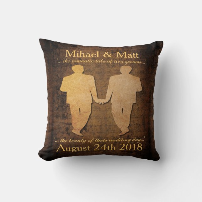 Coussin Le garçon rencontre le cadeau de mariage gai de (Recto)