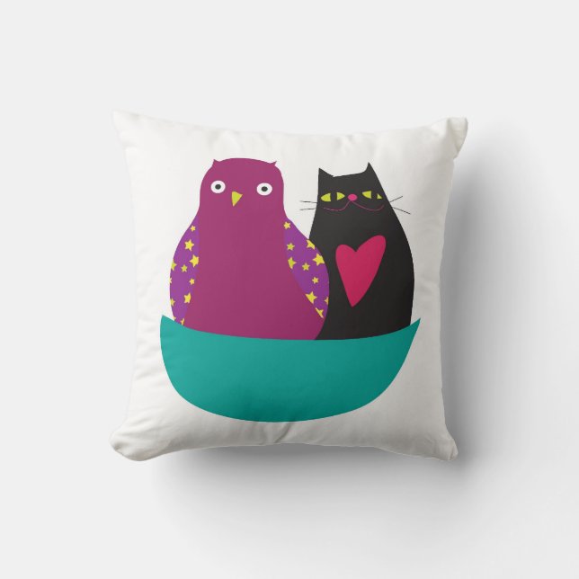 Coussin Le hibou et le minou - coussin/coussin (Recto)