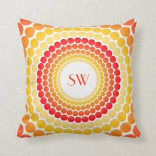 Coussin Le jaune orange pointille le carreau de monogramme