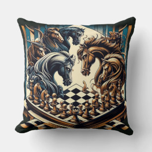 Coussin Le jeu des chevaliers - les échecs rencontre l'ima