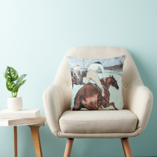 Coussin Le Jockey dessin par Henri de Toulouse-Lautrec