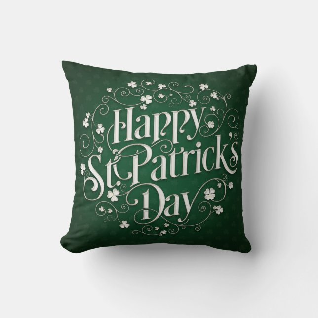 Coussin Le jour de St Patrick - art tourbillonné de mot (Recto)