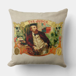 Coussin Le juge Vintage Étiquette de boîte à cigares