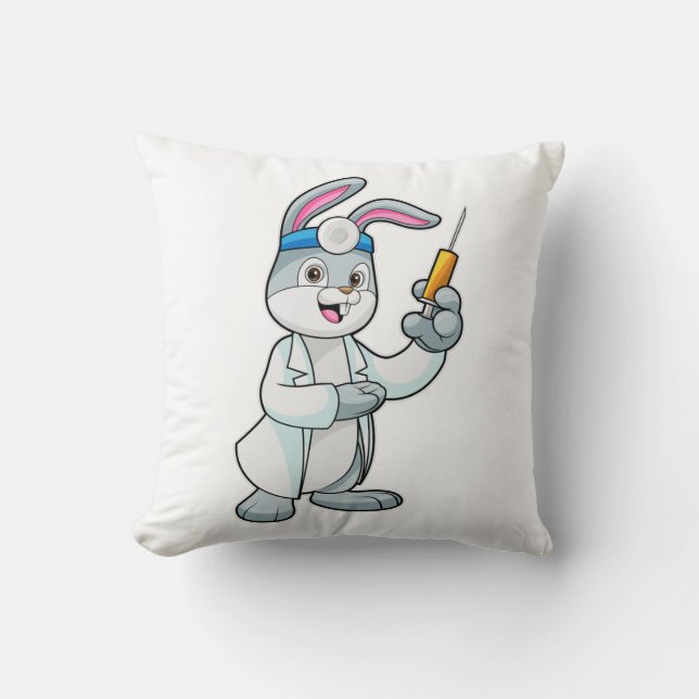 Coussin Le lapin comme docteur à la vaccination avec la se (Recto)