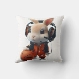 Coussin Le lapin jouant à la balle de panier