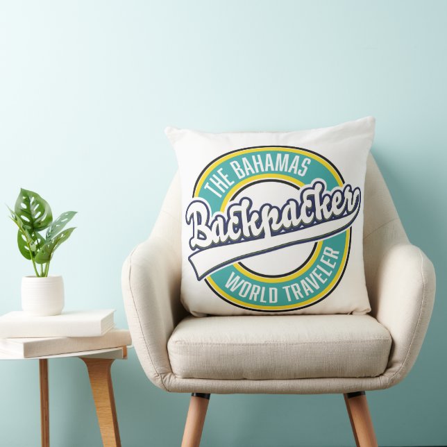 Coussin Le logo rétro du voyageur du monde des Bahamas Bac (Chaise)