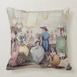 Coussin Le magasin d'une modiste, édité en 1787 (coloure