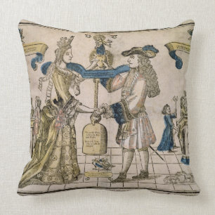 Coussin Le mariage heureux (gravure sur bois colorée par