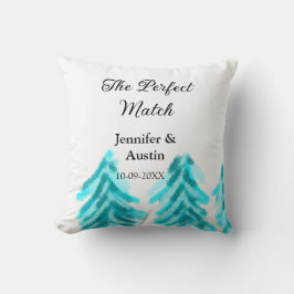 Coussin Le mariage parfait arbre de pin bleu hiver na