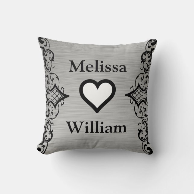 Coussin Le marié gris noir de jeune mariée appelle le (Recto)